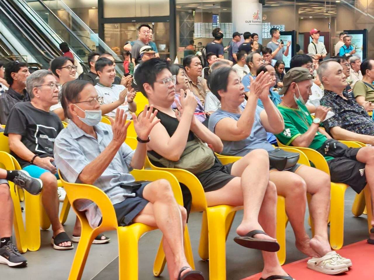 Crowd gathered for World Cup live match screening at Our Tampines Hub Festive Plaza atrium